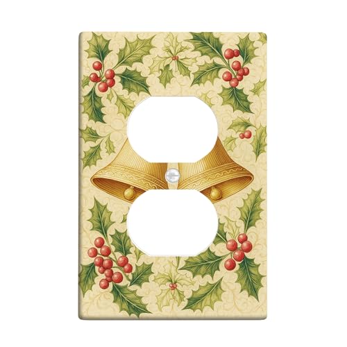 Lichtschalter-Abdeckplatten für Weihnachtsglocken, goldenes Urlaubsdesign für Wandakzente, Thermoplastische Wandplatten, Standardgröße, Einzel-Duplex-Steckdose Lichtschalter-Abdeckplatten für Weihnachtsglocken, goldenes Urlaubsdesign für Wandakzente, Thermoplastische Wandplatten, Standardgröße, Einzel-Duplex-Steckdose von Generic