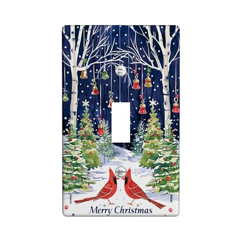 Lichtschalter-Abdeckplatten für Weihnachtslichter, winterrote Vögel und immergrüne Pflanzen, dekorative thermoplastische Wandplatten, Standardgröße, Einzel-Kippschalter von Generic