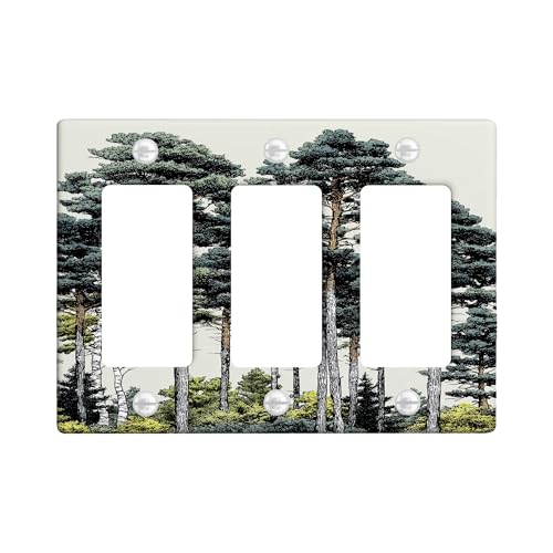 Lichtschalter-Abdeckplatten für hohe Kiefern, Wald für Wohnakzente, thermoplastische Wandplatten, Standardgröße 3-Gang-Wandplatte von Generic