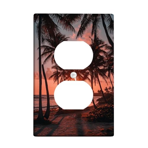 Lichtschalter-Abdeckplatten für tropischen Sonnenuntergang, warme Korallenstrandszene für Heimdekoration, thermoplastische Wandplatten, Standardgröße, Einzel-Duplex-Steckdose Lichtschalter-Abdeckplatten für tropischen Sonnenuntergang, warme Korallenstrandszene für Heimdekoration, thermoplastische Wandplatten, Standardgröße, Einzel-Duplex-Steckdose von Generic