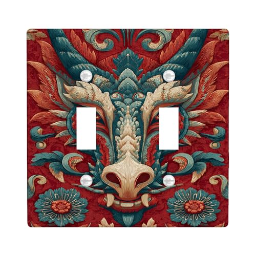 Lichtschalter-Abdeckplatten mit Drachen-Blumenmuster, Rot und Blaugrün, dekorative Wandakzente, thermoplastische Wandplatten, Standardgröße Doppelknebel Lichtschalter-Abdeckplatten mit Drachen-Blumenmuster, Rot und Blaugrün, dekorative Wandakzente, thermoplastische Wandplatten, Standardgröße Doppelknebel von Generic