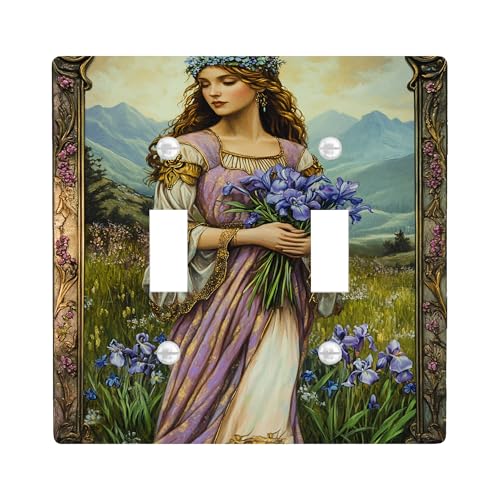 Lichtschalter-Abdeckplatten mit Frühlingsblumen-Motiv, Lavendel-Landblumen für Heimdekoration, Thermoplastische Wandplatten, Standardgröße Doppelknebel von Generic