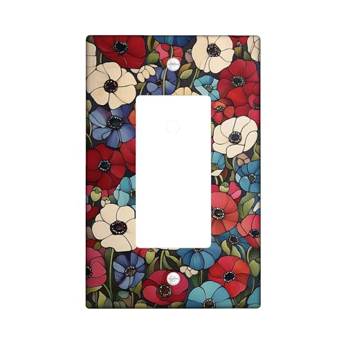 Lichtschalter-Abdeckplatten mit Frühlingsblumen-Motiv, bunte Anemonen für Heimdekoration, thermoplastische Wandplatten, Standardgröße, einzelne Wippe Lichtschalter-Abdeckplatten mit Frühlingsblumen-Motiv, bunte Anemonen für Heimdekoration, thermoplastische Wandplatten, Standardgröße, einzelne Wippe von Generic