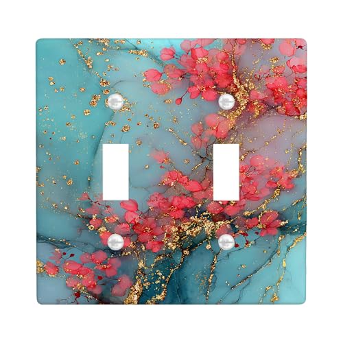 Lichtschalter-Abdeckplatten mit abstraktem Blumenmuster, türkisfarbene Blüten mit goldenen Akzenten, moderne Wohnkultur für Frühling und Sommer, Thermoplastisches Design, Doppelknebel Lichtschalter-Abdeckplatten mit abstraktem Blumenmuster, türkisfarbene Blüten mit goldenen Akzenten, moderne Wohnkultur für Frühling und Sommer, Thermoplastisches Design, Doppelknebel von Generic