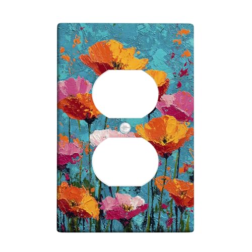 Lichtschalter-Abdeckplatten mit lebendigem Blumenmuster, bunte Frühlingsblumen für Heimdekoration, thermoplastische Wandplatten, Standardgröße, Einzel-Duplex-Steckdose Lichtschalter-Abdeckplatten mit lebendigem Blumenmuster, bunte Frühlingsblumen für Heimdekoration, thermoplastische Wandplatten, Standardgröße, Einzel-Duplex-Steckdose von Generic
