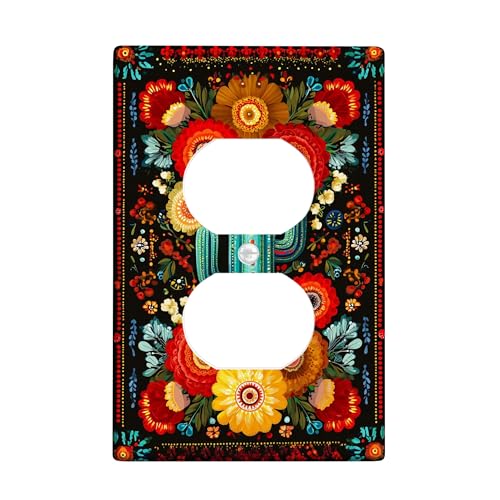 Lichtschalter-Abdeckplatten mit lebendigem Blumenmuster, bunte Wüstenblumen für Heimdekoration, thermoplastische Wandplatten, Standardgröße, Einzel-Duplex-Steckdose Lichtschalter-Abdeckplatten mit lebendigem Blumenmuster, bunte Wüstenblumen für Heimdekoration, thermoplastische Wandplatten, Standardgröße, Einzel-Duplex-Steckdose von Generic