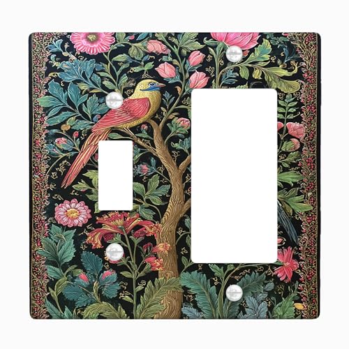 Lichtschalter-Abdeckplatten mit tropischen Vögeln, buntes Blumen-Design für Heimdekoration, thermoplastische Wandplatten, Standardgröße Lichtschalter-Abdeckplatten mit tropischen Vögeln, buntes Blumen-Design für Heimdekoration, thermoplastische Wandplatten, Standardgröße von Generic