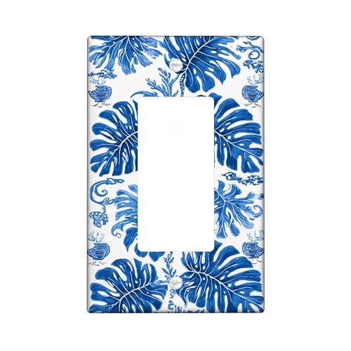 Lichtschalter-Abdeckplatten mit tropischen blauen Blättern, stilvolles Farn-Design für Heimdekoration, thermoplastische Wandplatten, Standardgröße, Einzelwippe Lichtschalter-Abdeckplatten mit tropischen blauen Blättern, stilvolles Farn-Design für Heimdekoration, thermoplastische Wandplatten, Standardgröße, Einzelwippe von Generic
