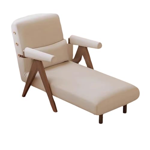Liegesessel Büro Armlehnen mit Kanten Versteckte Stützfüße Schlafsessel Klappbar Beige 5-stufige Rückenlehnenverstellung Geeignet für Kleine Wohnungen und Kleine Räume(White,190 * 60 * 30cm) von Generic