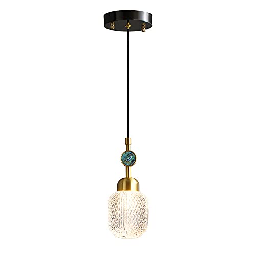 Light, Light Luxus Single Head Transparent Glas Lampenschirm Hängelampe Kleine Home Decoration Beleuchtung Den Messing Lampenkörper Deckenbeleuchtung für Schlafzimmer Nachttisch Balkon Penda von Generic