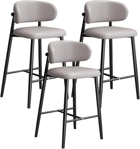 Light Gray Bar Stool Set of 3 with Backrest and Footrest Durable Frame MultiScenario Use 75 cm Height Comfortable Seating for Kitchen Dining and Home Bars Light Gray Bar Stool Set of 3 with Backrest and Footrest Durable Frame MultiScenario Use 75 cm Height Comfortable Seating for Kitchen Dining and Home Bars von Generic