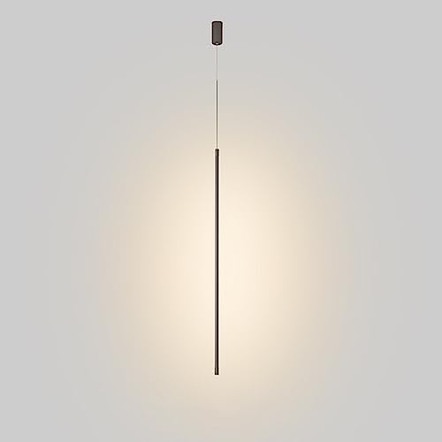 Lineare Flöten-Pendelleuchten, langes schwarzes Metallrohr mit weißem Silikon-Lampenschirm, ultradünne LED-Pendelleuchte, minimalistische Streifen-Nachttisch-Hängeleuchten 4000 K von Generic