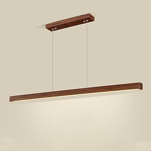 Lineare Pendelleuchte aus Metall, Hängeleuchten mit Holzmaserung in Kunstoptik und Wassertransferdruck-Finish, Moderne LED-Pendelleuchte, Hängelampe für Esszimmer, minimalistische Kücheninsel von Generic