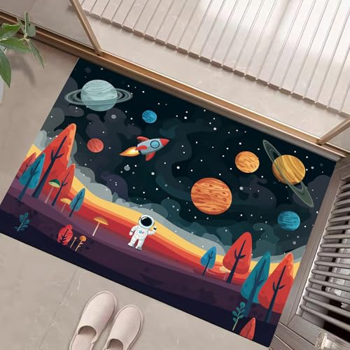 Linie Blumen Fußmatte - rutschfeste Schmutzfangmatte Dunkelblau Für Innen, Fußabtreter Elegant Luxuriös Für Flur, Eingangsbereich & Überdachten Außenbereich - 40 X 60 cm von Generic