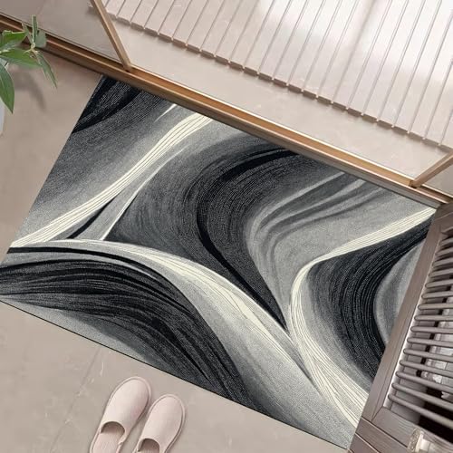 Linien Wellen Fußmatte - rutschfeste Schmutzfangmatte Grau Für Innen, Fußabtreter Minimalistischer Stil Für Flur, Eingangsbereich & Überdachten Außenbereich - 50 X 80 cm Linien Wellen Fußmatte - rutschfeste Schmutzfangmatte Grau Für Innen, Fußabtreter Minimalistischer Stil Für Flur, Eingangsbereich & Überdachten Außenbereich - 50 X 80 cm von Generic