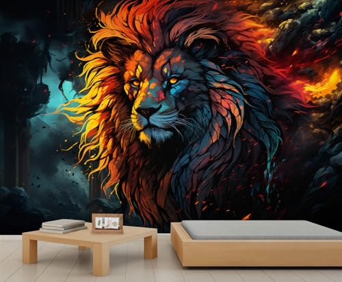 Löwen Tapete Farbenfrohe Löwen Tapete Individuelle Tier Wandbilder Feuer Rauch Abstrakter Hintergrund Schlafzimmer Tapete Wandbild für Wohnzimmer Schlafzimmer Kinderzimmer Poster 250 X 175 cm Löwen Tapete Farbenfrohe Löwen Tapete Individuelle Tier Wandbilder Feuer Rauch Abstrakter Hintergrund Schlafzimmer Tapete Wandbild für Wohnzimmer Schlafzimmer Kinderzimmer Poster 250 X 175 cm von Generic