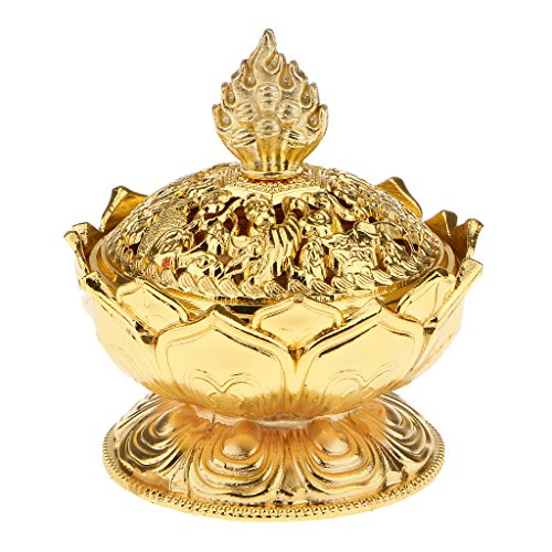 Lotus Weihrauch Kegel Aroma Brenner Kupferhalter Ofen Rückstau Censer - Gold von cutefly