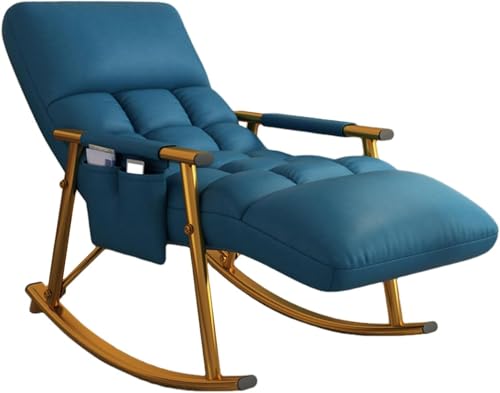 Lounge Schaukelstuhl, Gepolsterter Schaukelstuhl Mit Hoher Rückenlehne, Dick Gepolsterter Schaukelstuhl Für Den Außenbereich, Schaukelstuhl Mit Hoher Rücken, Blue+Gold Legs, One Size Lounge Schaukelstuhl, Gepolsterter Schaukelstuhl Mit Hoher Rückenlehne, Dick Gepolsterter Schaukelstuhl Für Den Außenbereich, Schaukelstuhl Mit Hoher Rücken, Blue+Gold Legs, One Size von Generic