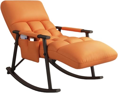 Lounge Schaukelstuhl, Gepolsterter Schaukelstuhl Mit Hoher Rückenlehne, Dick Gepolsterter Schaukelstuhl Für Den Außenbereich, Schaukelstuhl Mit Hoher Rücken, Orange+Black Legs, One Size von Generic