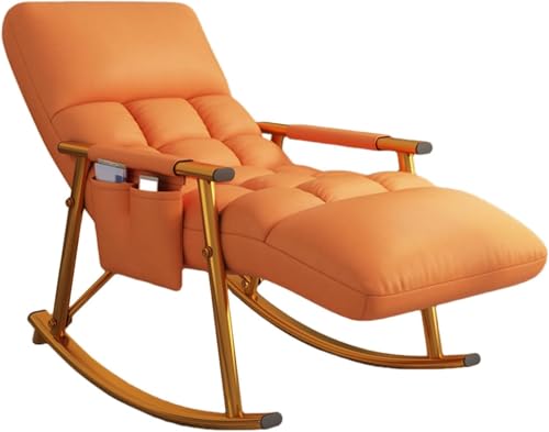 Lounge Schaukelstuhl, Gepolsterter Schaukelstuhl Mit Hoher Rückenlehne, Dick Gepolsterter Schaukelstuhl Für Den Außenbereich, Schaukelstuhl Mit Hoher Rücken, Orange+Gold Legs, One Size Lounge Schaukelstuhl, Gepolsterter Schaukelstuhl Mit Hoher Rückenlehne, Dick Gepolsterter Schaukelstuhl Für Den Außenbereich, Schaukelstuhl Mit Hoher Rücken, Orange+Gold Legs, One Size von Generic