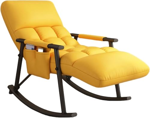 Lounge Schaukelstuhl, Gepolsterter Schaukelstuhl Mit Hoher Rückenlehne, Dick Gepolsterter Schaukelstuhl Für Den Außenbereich, Schaukelstuhl Mit Hoher Rücken, Yellow+Black Legs, One Size Lounge Schaukelstuhl, Gepolsterter Schaukelstuhl Mit Hoher Rückenlehne, Dick Gepolsterter Schaukelstuhl Für Den Außenbereich, Schaukelstuhl Mit Hoher Rücken, Yellow+Black Legs, One Size von Generic