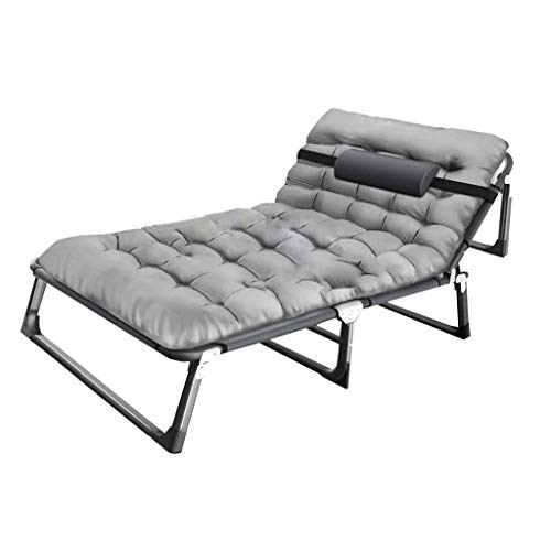 Lounge Stuhl Klappstuhl Heavy Duty Mit Kissen, Grau Extra Breiten Liegestuhl Für Camping im Freien, 350Kg,Liege von Generic