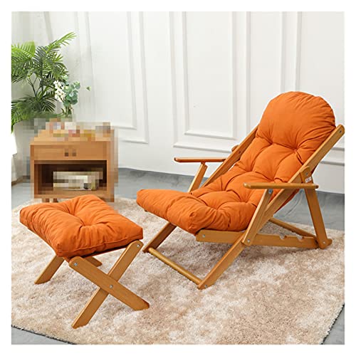 Loungesessel Tragbar ? Relaxsessel Camping Klappstühle,Ergonomische Terrasse Liege,Garten Freizeit,Terrasse Pool Strand Liegestühle (Orange Es gibt Pedale) von Generic