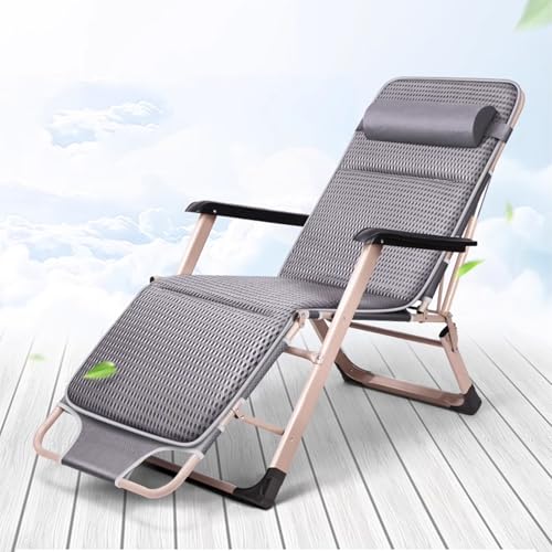 Loungesessel for den Außenbereich, um 180 ° verstellbare, klappbare Terrassenstühle mit gepolsterter Kopfstütze for Ausruhen, Camping und Schwimmen von Generic