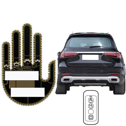 Lustige Auto Finger Licht mit Fernbedienung Straße Wut Zeichen Mitte Geste Hand Lampe Aufkleber Fenster Für Universal Panel Glow H0E8 Racing von Generic