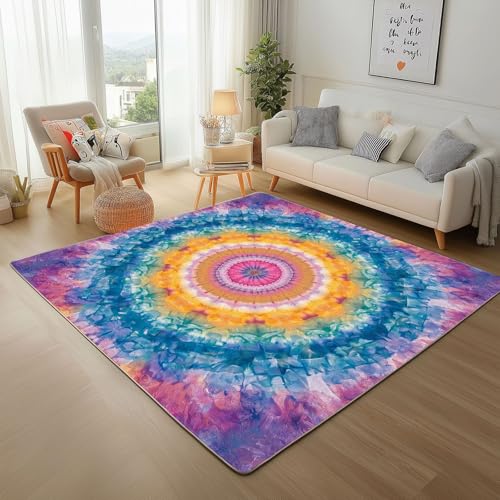 Luxuriös Batik Blumen Teppich 200x300cm, Wohnzimmerteppich, Schlafzimmerteppich, Waschbarerteppich, Traum Batik Textur Rutschfester Teppich für Küche, Flur, Esszimmer von Generic