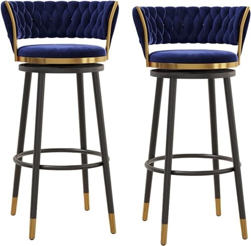 Luxuriöse Barhocker mit Drehfunktion aus Samt, 2er-Set mit gebogener, gewebter Rückenlehne, Stühle in Thekenhöhe, Fußstütze für die Kücheninsel zu Hause, rosagoldene Metallbeine, 6 Luxuriöse Barhocker mit Drehfunktion aus Samt, 2er-Set mit gebogener, gewebter Rückenlehne, Stühle in Thekenhöhe, Fußstütze für die Kücheninsel zu Hause, rosagoldene Metallbeine, 6 von Generic
