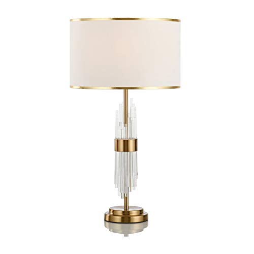 Luxuriöse Nachttischlampe aus Glas, dekorativ, E27, für Schlafzimmer, Stoffschirm, transparenter Stab und verkupferter Sockel. Luxuriöse Nachttischlampe aus Glas, dekorativ, E27, für Schlafzimmer, Stoffschirm, transparenter Stab und verkupferter Sockel. von Generic