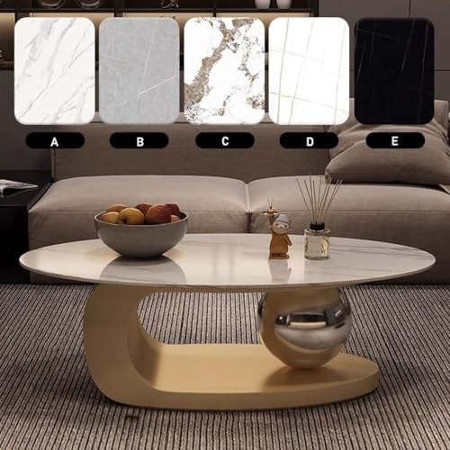 Luxuriöser Couchtisch Aus Marmor Mit Goldener Metallhalterung Und Arbeitsplatte Aus Stein - Elegantes Design, Einzigartiges Design, Gold, 130 * 70 * 40CM von Generic