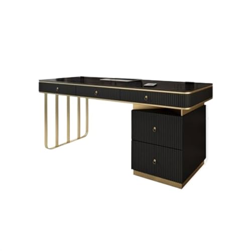 Luxury Modern Simple High-End PC Desk for Office and Home Minimalist Study Table with Chairs Elegant Workstation (Black 160 * 60 * 74CM) von Generic