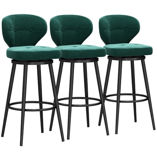 Luxury Velvet Swivel Bar Stools with Metal Footrest Set of 3 Modern Backed Bar Chairs for Kitchen Island Pub Green 65cm Height Luxury Velvet Swivel Bar Stools with Metal Footrest Set of 3 Modern Backed Bar Chairs for Kitchen Island Pub Green 65cm Height von Generic