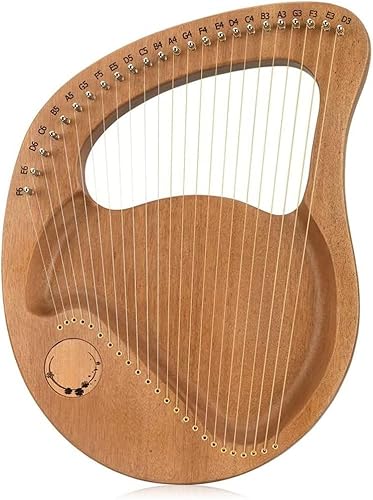 Lyra Harp 24 Metallsaiten Mahagoni-Instrument, Ergonomisches Design, Mit Stimmschlüssel, Musik-Tutorial, Anfänger Musikliebhaber Erwachsene, Brown von Generic