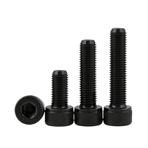 M1.6 M2 M2.5 M3 M4 M5 M6 Innensechskantschraube 304 A2 Edelstahl Schwarz Klasse 12.9 Sechskantschraube mit Innensechskant(Black steel,6MM_M4 (20PCS)) von Generic