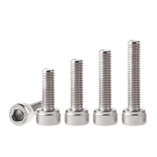 M1.6 M2 M2.5 M3 M4 M5 M6 Innensechskantschraube 304 A2 Edelstahl Schwarz Klasse 12.9 Sechskantschraube mit Innensechskant(Stainless steel,50MM_M5 (10PCS)) von Generic