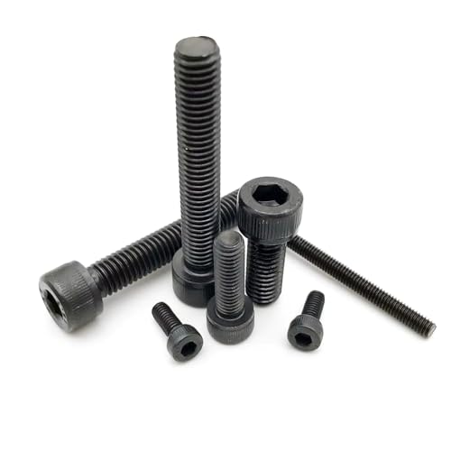 M2 M2.5 M3 M4 M5 M6 M8 Vollgewinde Sechskant Innensechskantschraube Inbusschraube Schwarz Stahl 12.9(60mm,10pcs M4) von Generic