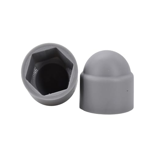 M3-M24 PE Sechskantmuttern Kappe Sechseckiger Schutzhut Freiliegende bunte Kappen for Autoräder Außendekoration(Grey,M12x19x23 (10Pcs)) von Generic