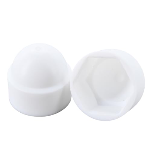 M4-M24 Schwarz Weiß PE Schutzabdeckung Überwurfmutter Dome Socket Hex Acorn Kunststoff Sechskantschrauben Mutter for Autorad Außendekoration(Bianco,M8x14x15 (50Pcs)) von Generic