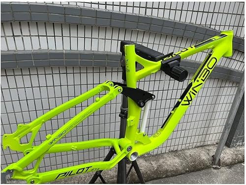 MTB Federung Rahmen 26/27.5er Scheibenbremse Trail Mountainbike Rahmen Federweg 120mm Aluminium Legierung Fahrradrahmen Dh/xc/am Schnellspanner 135mm, Yellow, 27.5 * 17'' von Generic
