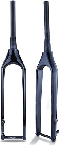 MTB Gabel 26/27,5/29" Ih Starrgabel Tapered Vollcarbon 15x110mm Steckachse Fahrradgabel Scheibenbremse Tapered Tube Gewindelose Fahrrad Vorderradgabeln Ultra Light, Matte Black, 26'' von Generic