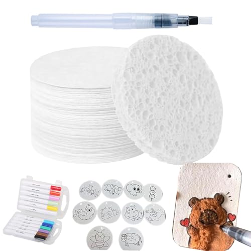 Magic Puffy Paint, 3D Drawing Magic Canvas Sponge, Foam Texture Blank Painting Paper, Puffy Popcorn Drawing Pens Colors with 3D Ink (10PCS With Pattern D:8CM/3.2In) von Generic
