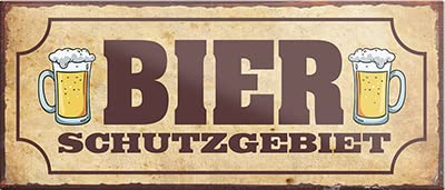 Magnet ''Bier Schutzgebiet'' 9,3x4cm Geschenk Lustige Sprüche Feier Vintage Retro Geburtstag Deko Party Überraschung Fan Alkohol Kasten Bier Saufen Getränk von Generic