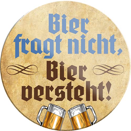 Magnet ''Bier fragt Nicht, Bier versteht'' 8x8cm Kühlschrankmagnet Lustige Sprüche Feier Vintage Retro Geburtstag Deko Party Überraschung Fan Alkohol Kasten Bier Saufen Getränk von Generic