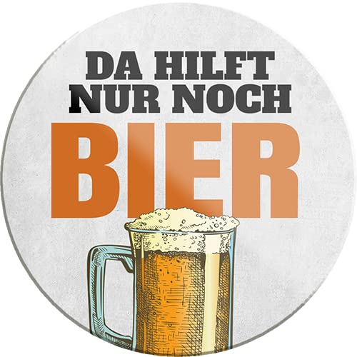 Magnet ''Da hilft nur noch Bier'' 8x8cm Kühlschrankmagnet Lustige Sprüche Feier Vintage Retro Geburtstag Deko Party Überraschung Fan Alkohol Kasten Bier Saufen Getränk von Generic