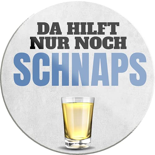 Magnet ''Da hilft nur noch Schnaps'' 8x8cm Kühlschrankmagnet Lustige Sprüche Feier Vintage Retro Geburtstag Deko Party Überraschung Fan Alkohol Cocktail Bier Sekt Getränk Schnaps von Generic