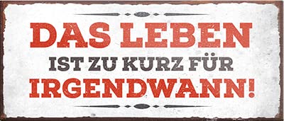 Magnet ''Das Leben ist zu kurz für irgendwann (grau)'' 9,3x4cm Geschenk Lustige Sprüche Feier Vintage Retro Geburtstag Deko Party Überraschung Fan Weisheiten Leben Sprichwörter TIPP von Generic