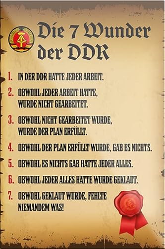 Magnet ''Die 7 Wunder der DDR'' 9x6cm Kühlschrankmagnet Lustige Sprüche Feier Vintage Retro Geburtstag Deko Party Überraschung Fan Sarkasmus Ironie Funny Schwarzer Humor Magnet ''Die 7 Wunder der DDR'' 9x6cm Kühlschrankmagnet Lustige Sprüche Feier Vintage Retro Geburtstag Deko Party Überraschung Fan Sarkasmus Ironie Funny Schwarzer Humor von Generic